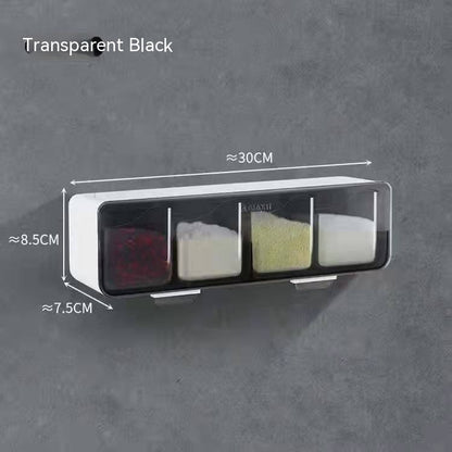 Wall-Mount Spice Organizer – 4-Grid Smart Storage Box