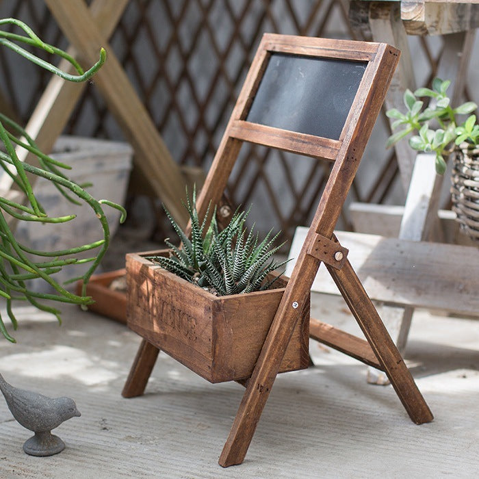 Rustic Solid Wood Flower Box with Blackboard – PROVENCE Style Garden Decor🌱
